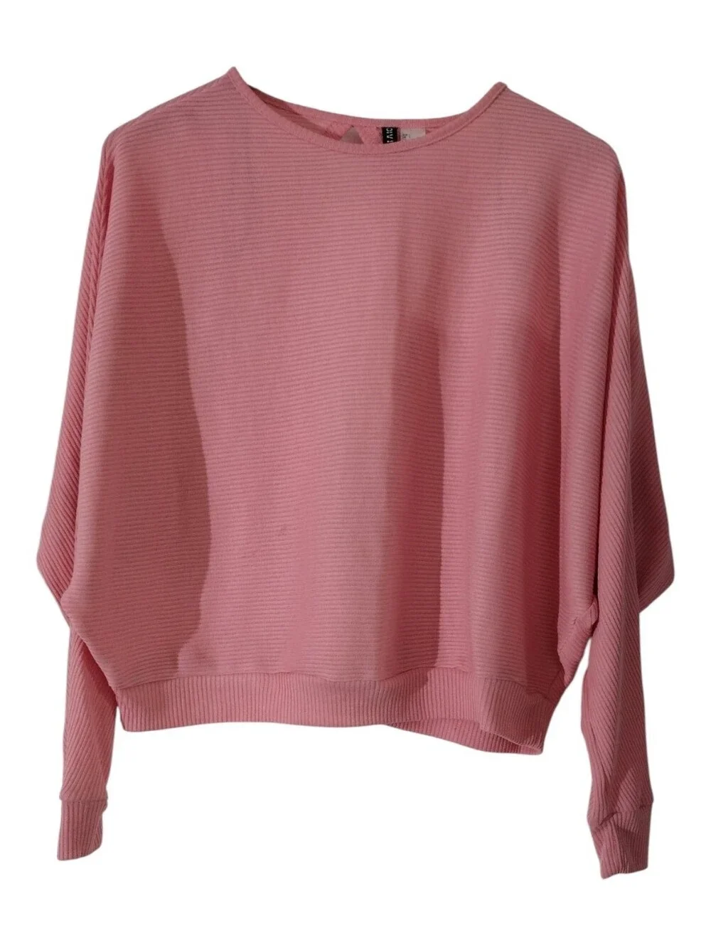 Divided Pink Ribbed Long Sleeve Sweater distinctive cut-out back design